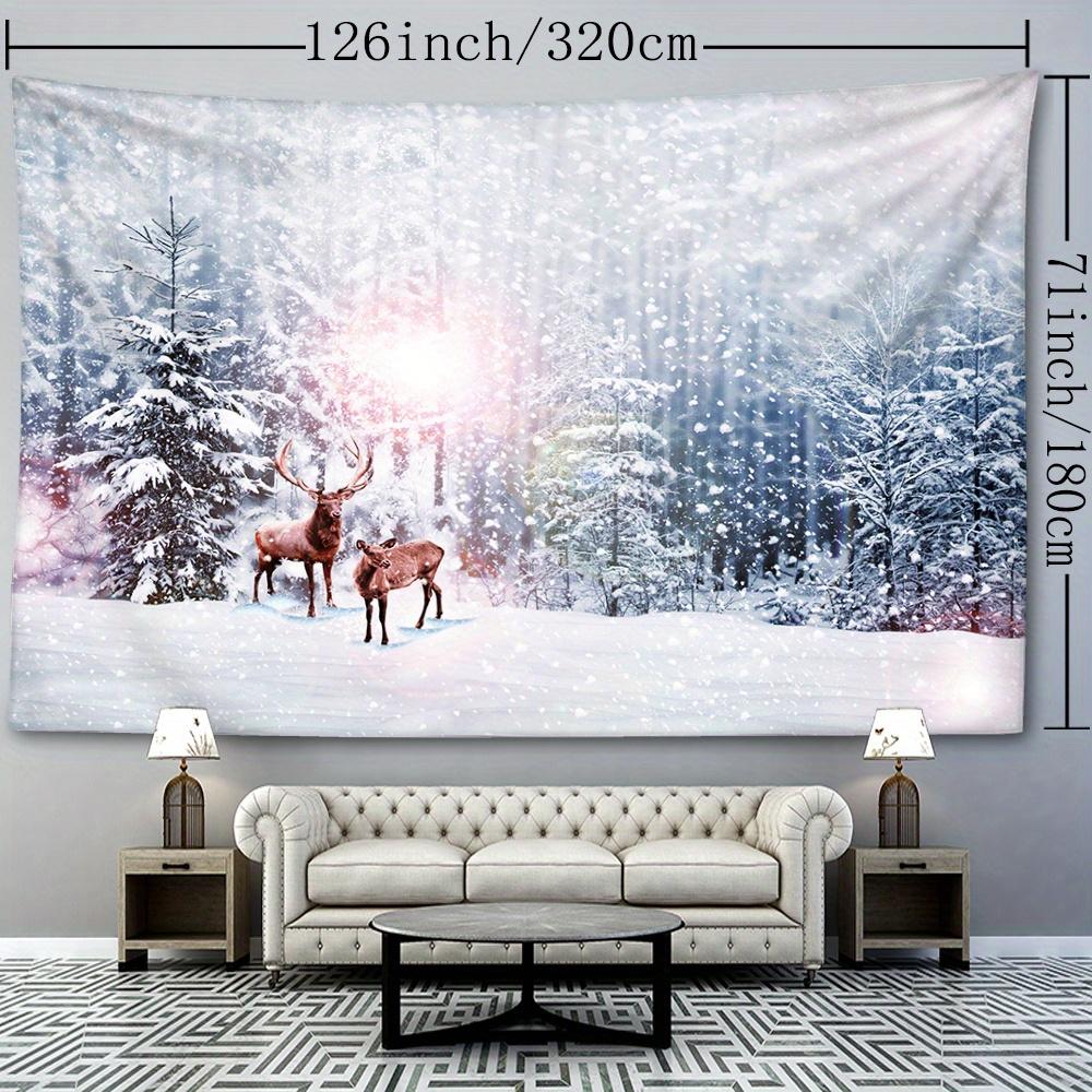 1pc Christmas Snow Mountain Tapestry Wall Hanging, Room Decor, Bedroom Decor, Living Room Background, Natural Style Backdrop Cloth, Tapestry