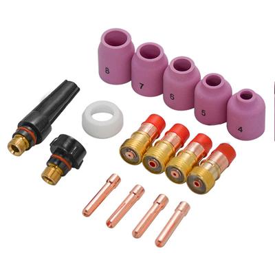 16pcs/set TIG Welding Kit Welding Torch Kit For Stubby Gas Lens Chuck Alumina Nozzle For WP-17/18/26 Series