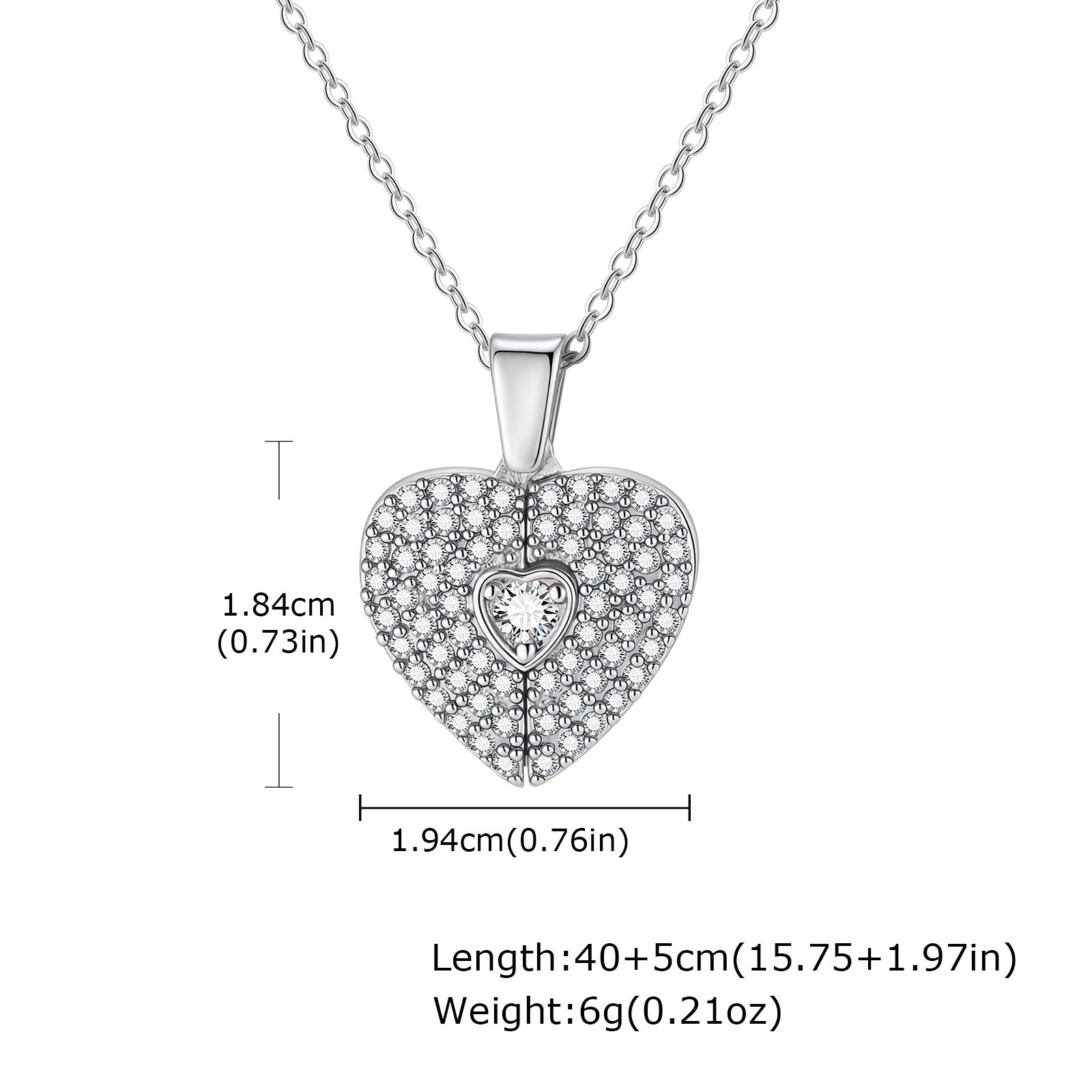 

Custom Photo Openable Heart Locket Pendant Necklace, Stainless Steel Full Zircon Necklace, Personalized Memory Jewelry for Women 40cm-45cm