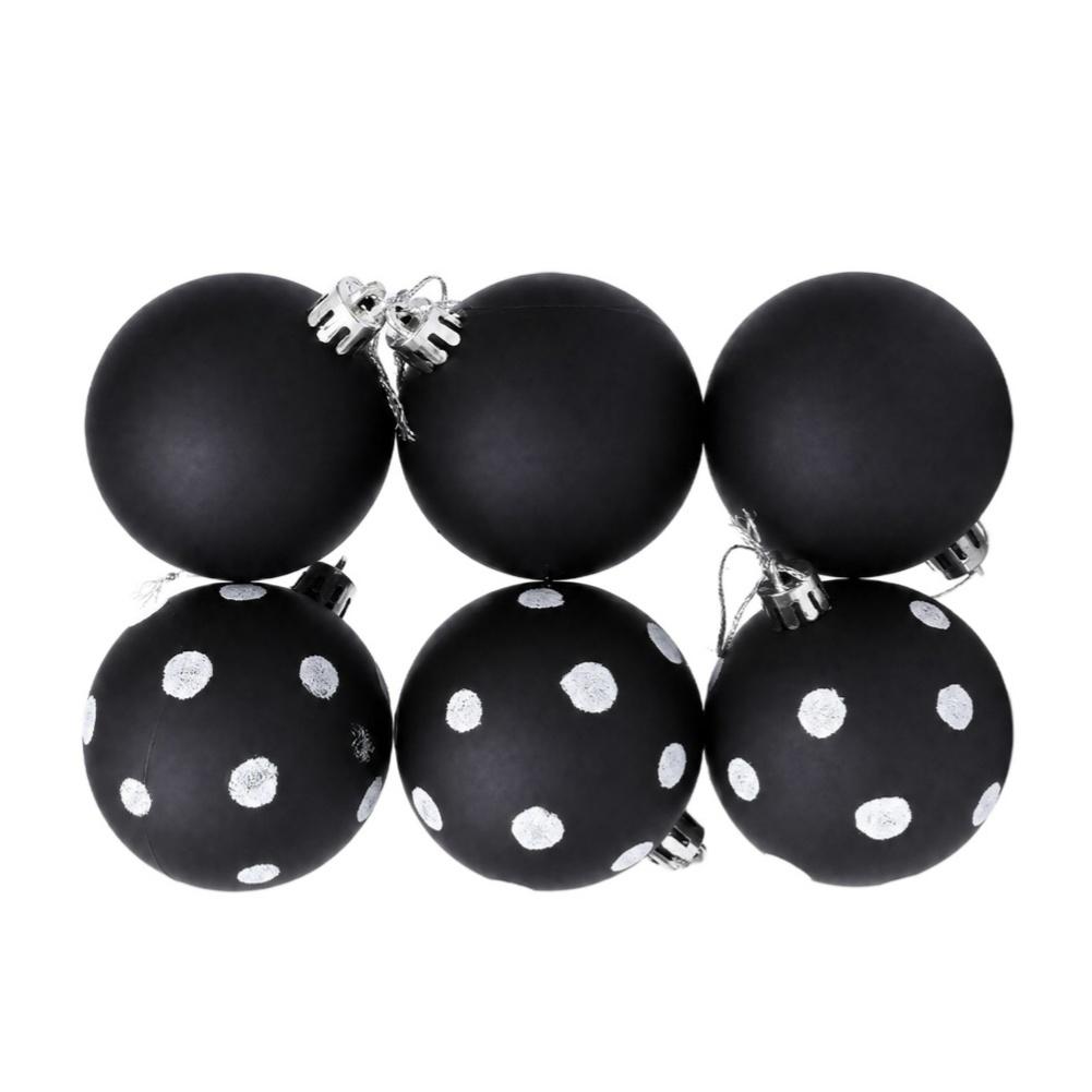 6 Piece Matte Polka Dot Plastic Christmas Ornament Balls Handmade Hanging Decor for Tree Holiday Home Display Use