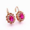 Purple Gold Inlaid Redstone Lace Earrings Luxury Temperament Fashion Personality Rose Gold Plated Earrings