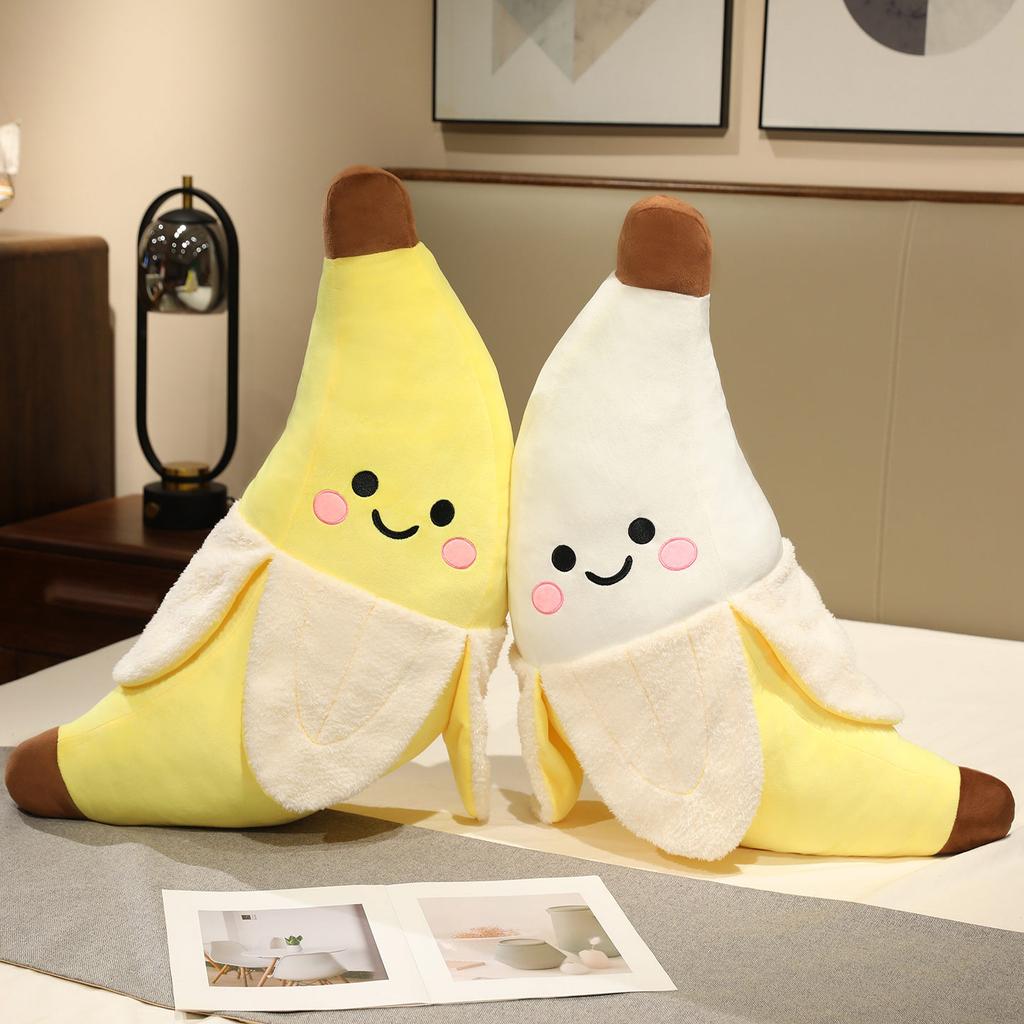 25-80cm Cartoon Cute Giant Banana Plush Doll Pillow Yellow Smile Banana Fruit Plush Toy Home Decoration Gift For Children