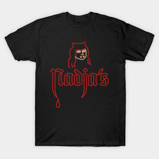 Men Black Print T-shirt Nadja'S Nightclub Logo Neon Hd No-Cut Transfer Paper Print Cotton Tshirt