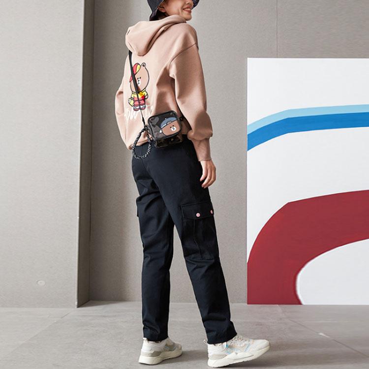 Li Ning X Line Friends Kollaboration Mehrfach-Taschen Lässige Lange Hose Damen Unterteile Schwarz AKXQ546-1