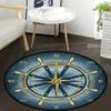 Compass Carpet Non-Slip Doormat Nautical Theme Floor Mat Round Area Rug for Bedroom Living Room Study Playing Room Decor