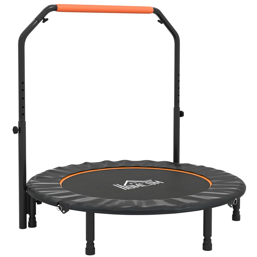 48" Foldable Mini Fitness Trampoline, with Adjustable Foam Handle, Orange