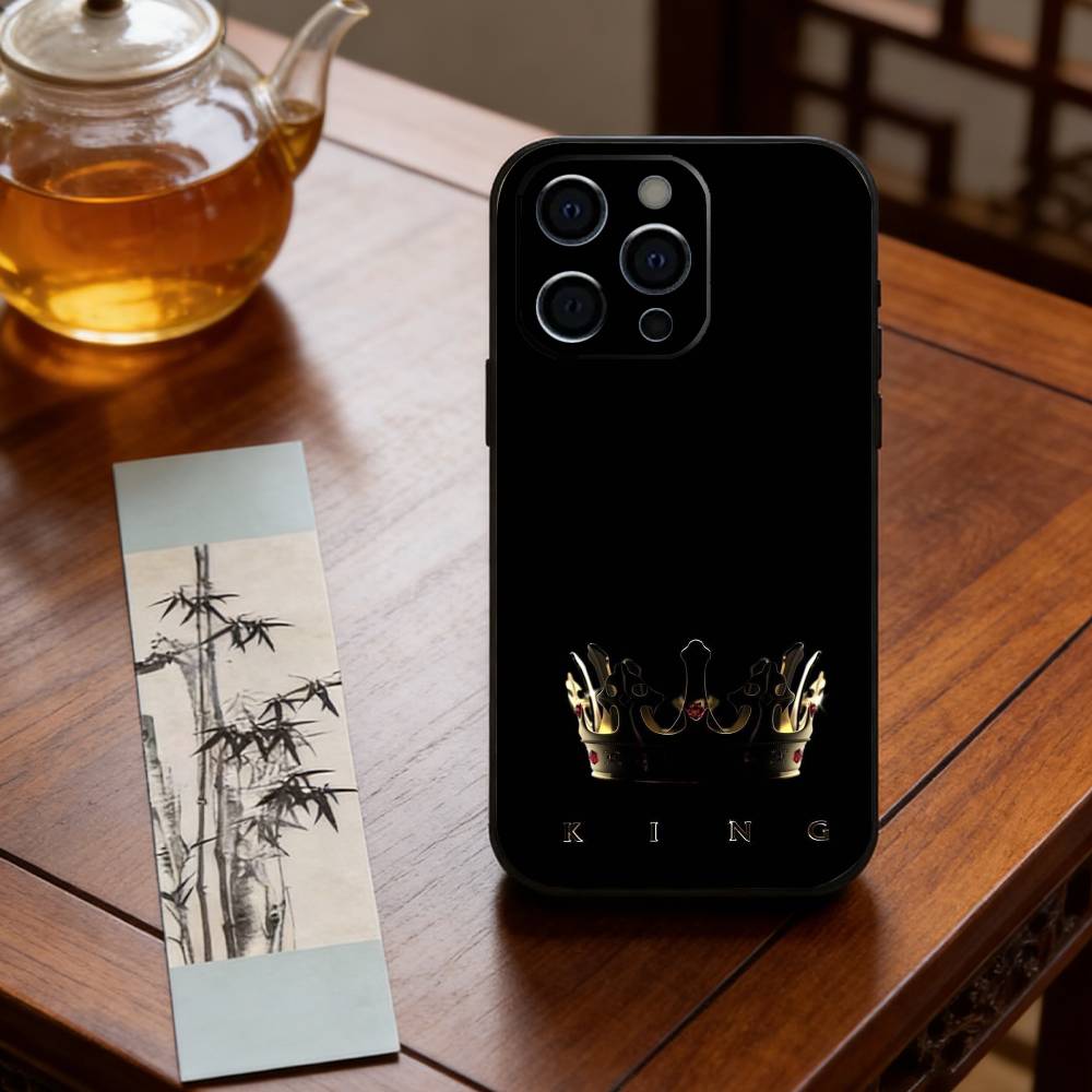 Couples Her King His Queen Phone Case For iPhone 17,16,15,14,13,12,11 Plus,Pro Max,XS,Soft Silicone Black Cover iPhone13PROMAX