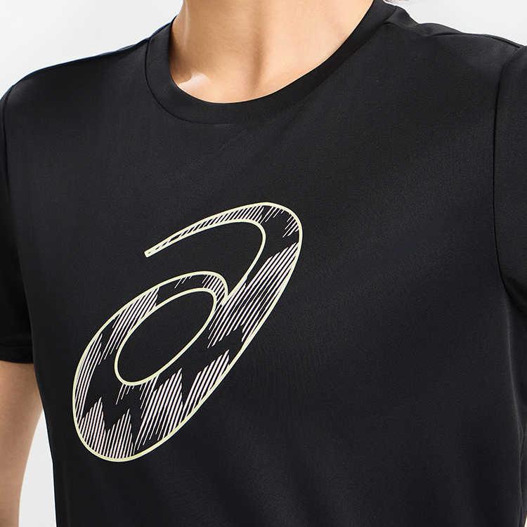Asics Logo Breathable Round Neck Pullover Short Sleeve T-Shirt Women T-Shirt Black 2012D060-001