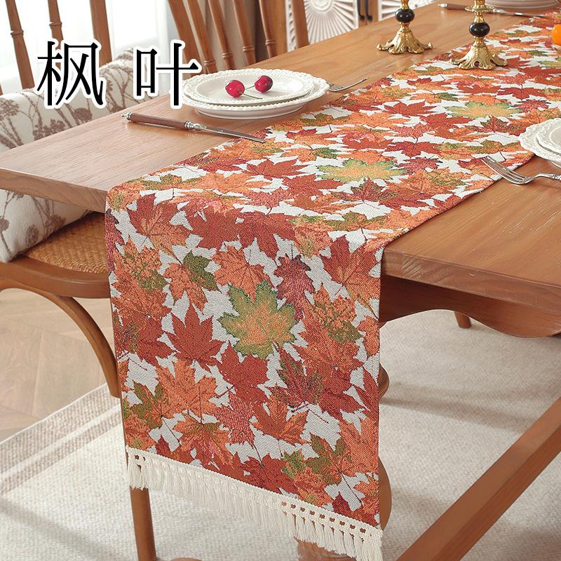 Tablecloth Jacquard tea flag American high-end TV cabinet table flag shoe cabinet cover cloth plant flower 35*120