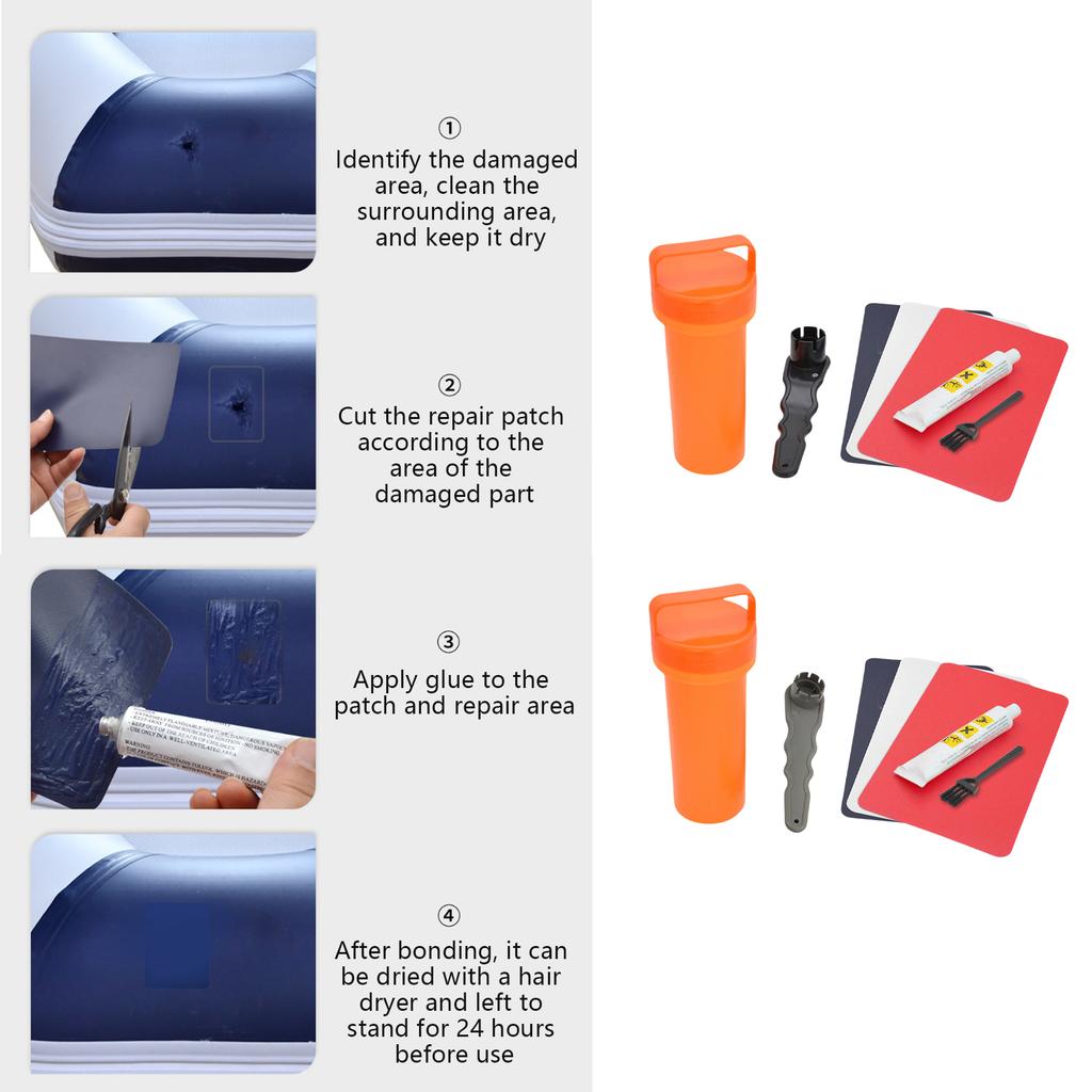 Wasserdichte Schlauchboote Reparatursets Stand-Up-Paddle-Board Reparatursets Mit Schraubenschlüssel, PVC-Flicken Und Klebern für Schlauchboote Kajaks