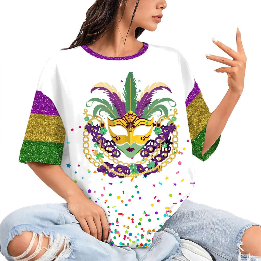 Summer Round Neck 3D Print Top Fashionable Casual Hip Hop Short Sleeved Women's T-shirts