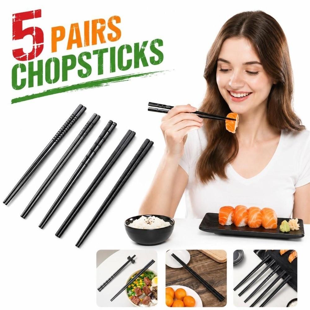 Non-Slip Sushi Chopsticks Dishwasher Safe Chinese Chopsticks New Black Chopsticks Asian Cuisine