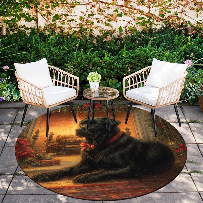 Christmas Dogs pattern round rug,Carpet Rug for Living Room Bedroom Playroom ,Non-slip Floor Mat,Holiday Gifts and Birthday Gifts.