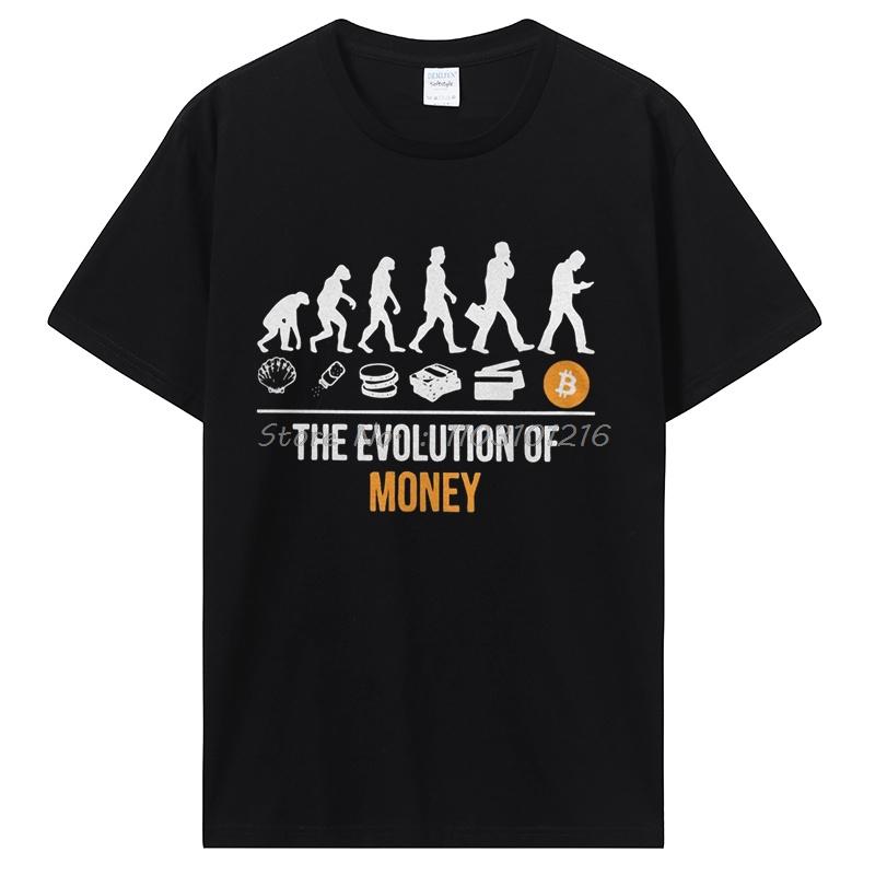 Bitcoin Evolution Of Money Cryptocurrency Tops T-shirt Satoshi Nakamoto Vintage Tees Cotton Tshirt Men's Clothing Oversized