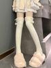 Over Above Knee Socks Long Thigh High Womens Stockings Warm Winter Ladies Girls Black Knitting Cotton Socks Thick Fur Ball