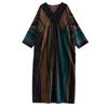 Dimanaf 2025 Dame Pluss Størrelse Vår Lang Kjole Løs Basic Trykk Vintage Casual Blomstret Oversize Langermet Maxi