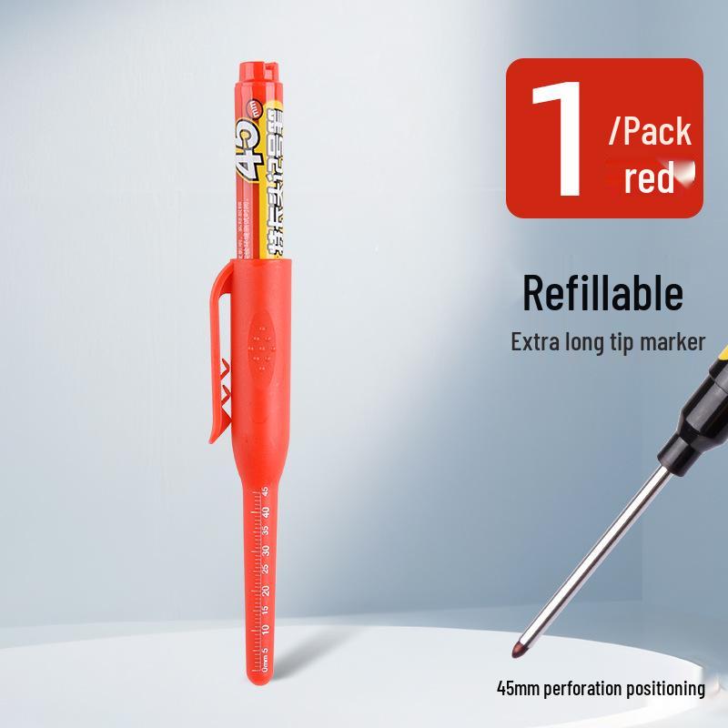 Jin Wannian 45mm Long-Head Refillable Waterproof Marker Pen for Deep Hole Woodworking and Construction.
