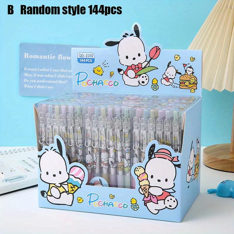 Back To School Season 144Pcs 0.5mm A/B Style Charming Blue Cartoon Dog Pattern Black Neutral Pen, Cute Office Signature Pen, Smooth Writing Student Te
