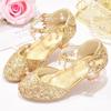 Heeled Dancing Shoes Due To Gold for Girls Glitter Shoes Heels Girls Princess Flowergirl Dresses Golden Girl Child Shoe for Wed