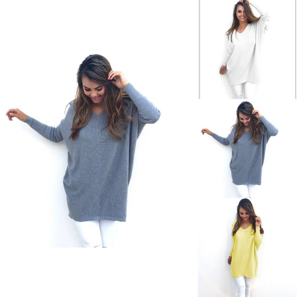 Sweet Girly Vneck Pullover Long Sleeve Top Womens Slim Fit Polyester Autumn Casual