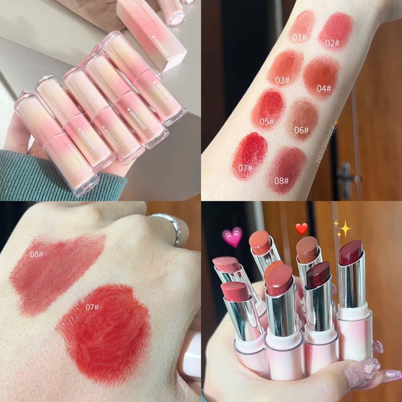 Herorange Water Gloss Mirror Lipstick Jelly Transparent Lip Stick Moisturizing Long-Lasting Solid Lip Gloss Makeup