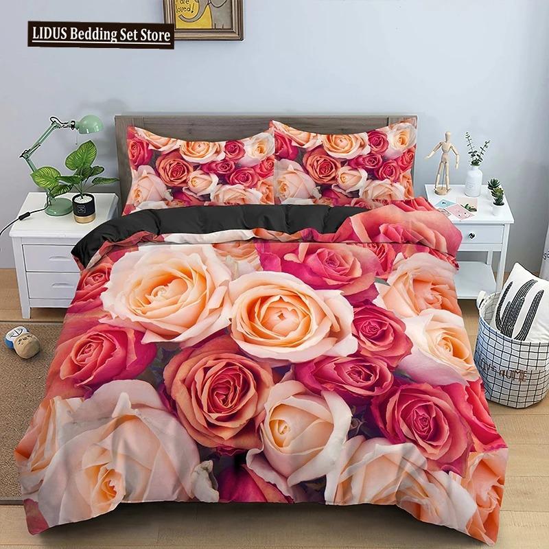 

Комплект пододеяльника «Красная роза» с 3D-принтом, романтическая тематика, подарок на День святого Валентина, полиэстеровый чехол для одеяла с наволочкой, размер кинг, квин 70x133cm 2pcs