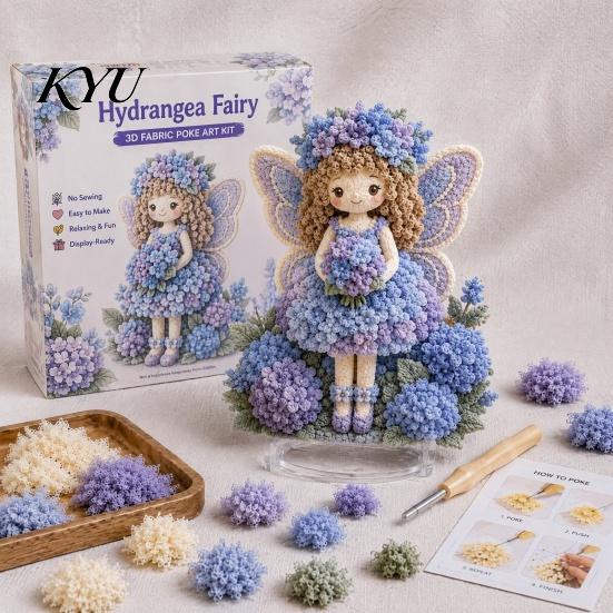Einzigartiges Weihnachtsgeschenk für Sie Blumenfee Stoff-Poke-Art-Set, 3D-Puppe Stanzen Bastelbedarf Anfänger Nadelstickerei Bastelset Erwachsene,