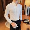 Men's Spring/Summer Elastic Stand-Up Collar Long Sleeve Shirt - Plain Color