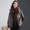 Women's Autumn/Winter Faux Fur Leather Jacket Patchwork Parka with Mink Fur Trim - High-End Style