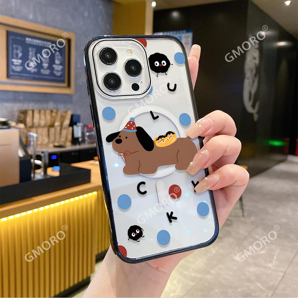 Japanese and Korean ins cartoon sausage puppy suitable for Apple 17pm cute mobile phone case 16/15 transparent magnetic protective case