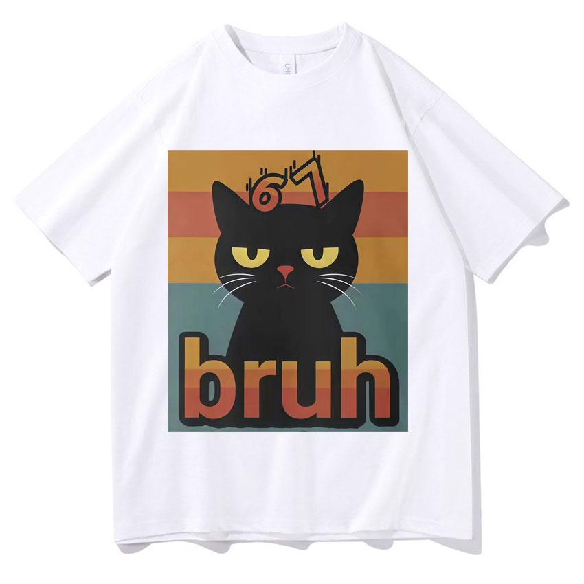 Funny Cat Six Seven Graphic Tee Unisex Summer Gothic Short Sleeved Aesthetic Y2k Clothes Casual Cozy Tshirt Streetwear Teenagers