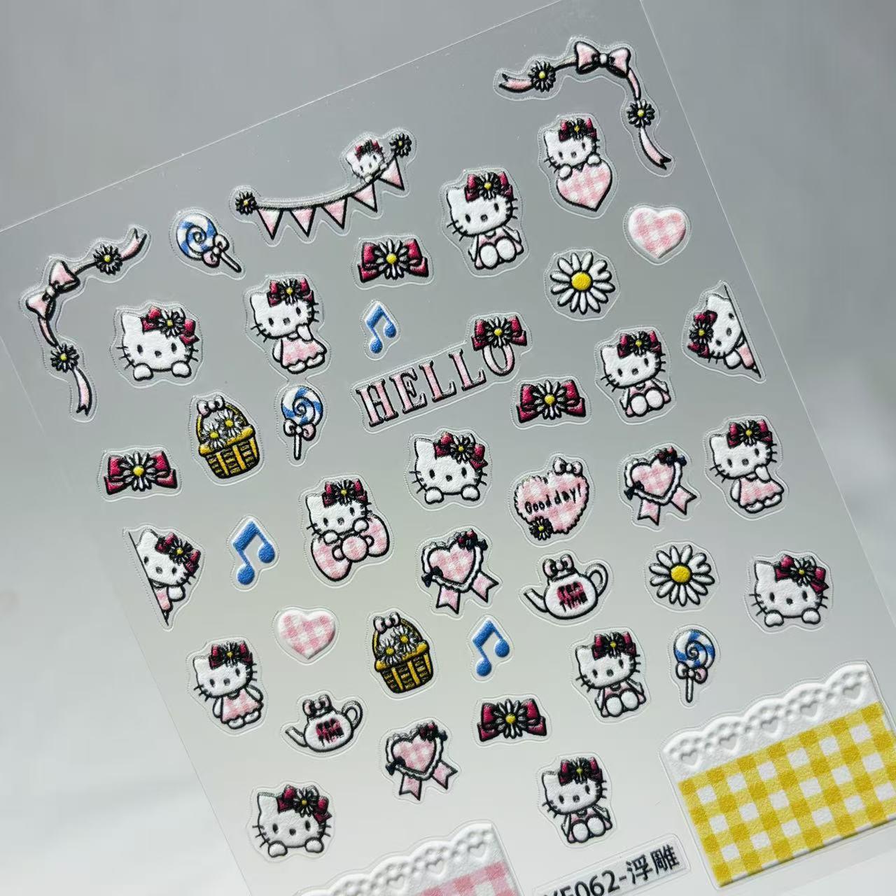 Hello Kitty 3D Embossed Nail Art & Phone Stickers New Hello Kitty