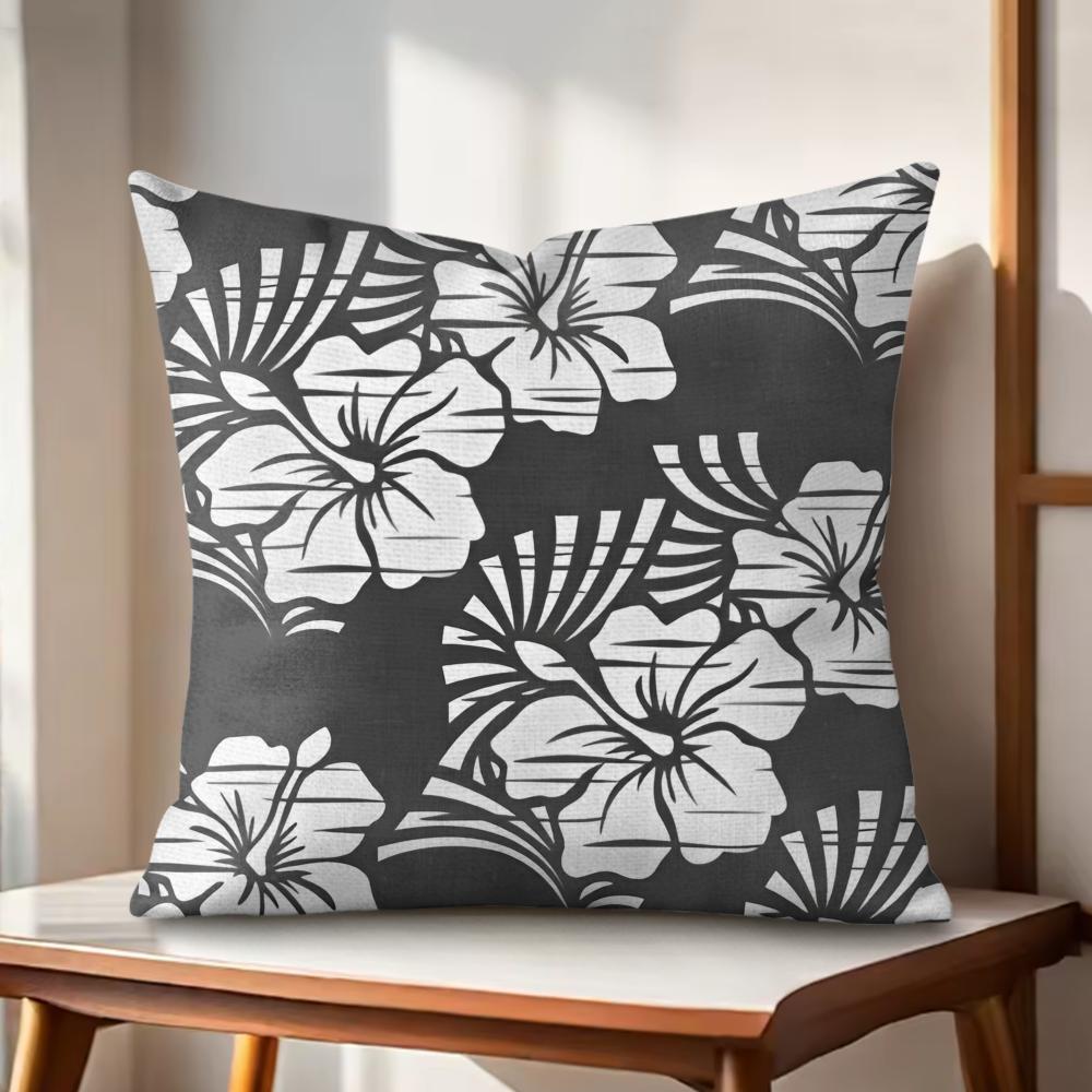 Hawaiian Flowers Cushion Cover Natural Linen Organic Fabric DoubleSided Printing Couch Pillow Covers Home Decor