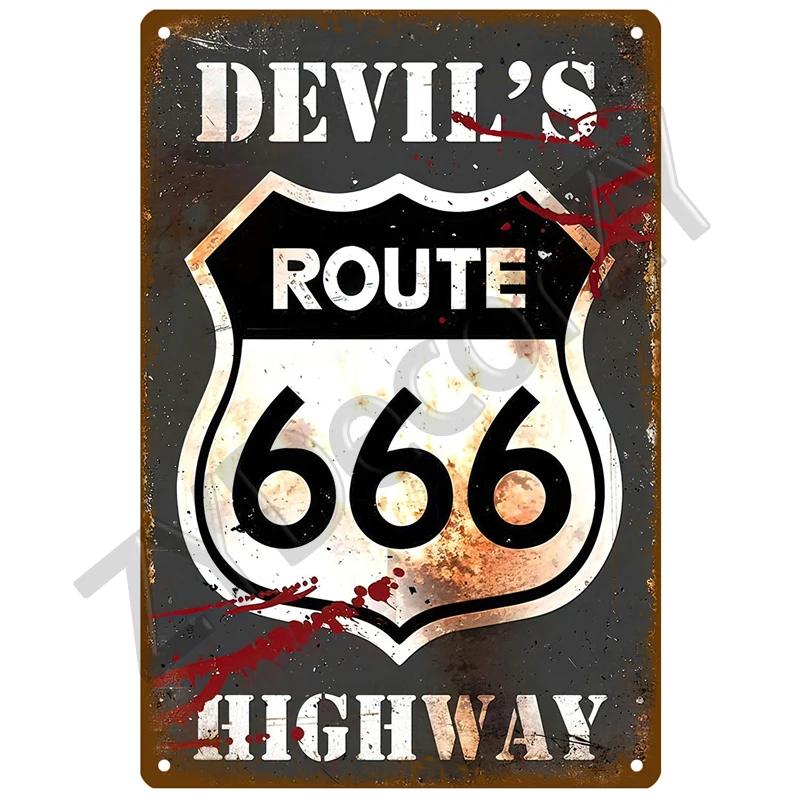 Route 66 Metal Sign House Plaque Metal Poster Tin Sign Plate Wall Posters Vintage Retro Aesthetic Room Decor Wall Art Decoration