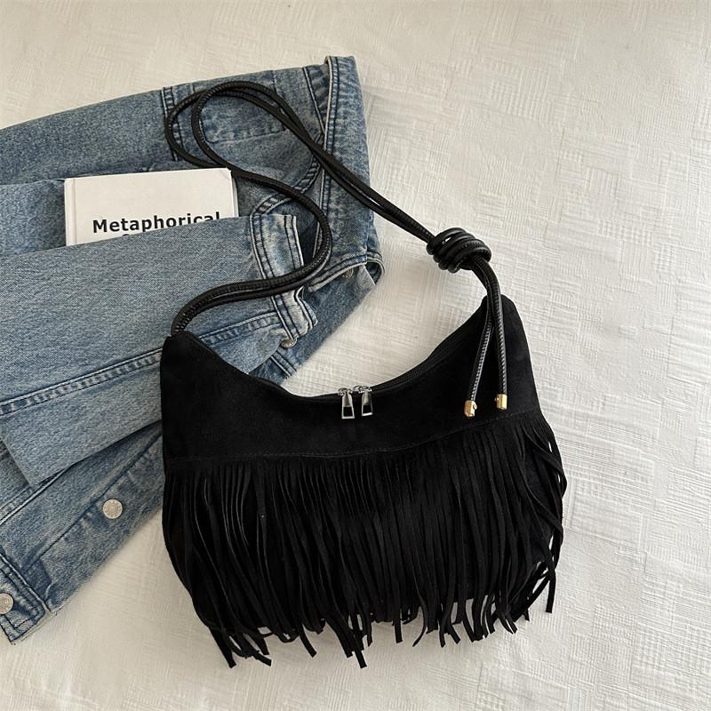 Stylish Canvas Tote Bag For Women With Trendy Tassels In Black Gray Brown Colors