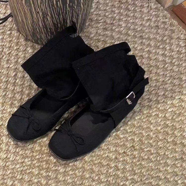 

Ballet cool boots women s 2025 new summer breathable inner height increase Mary Jane single shoes casual versatile short boots 40 чёрный