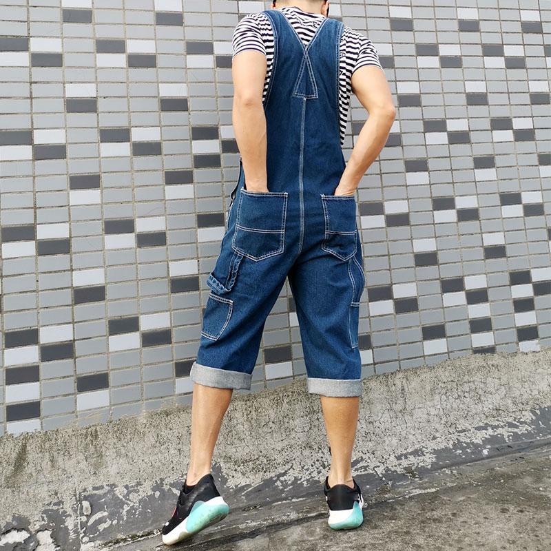 Men's Denim Overalls Large Size Strap Straight Pants Light Blue Shorts Men's Denim Shorts More Sizes 48 50