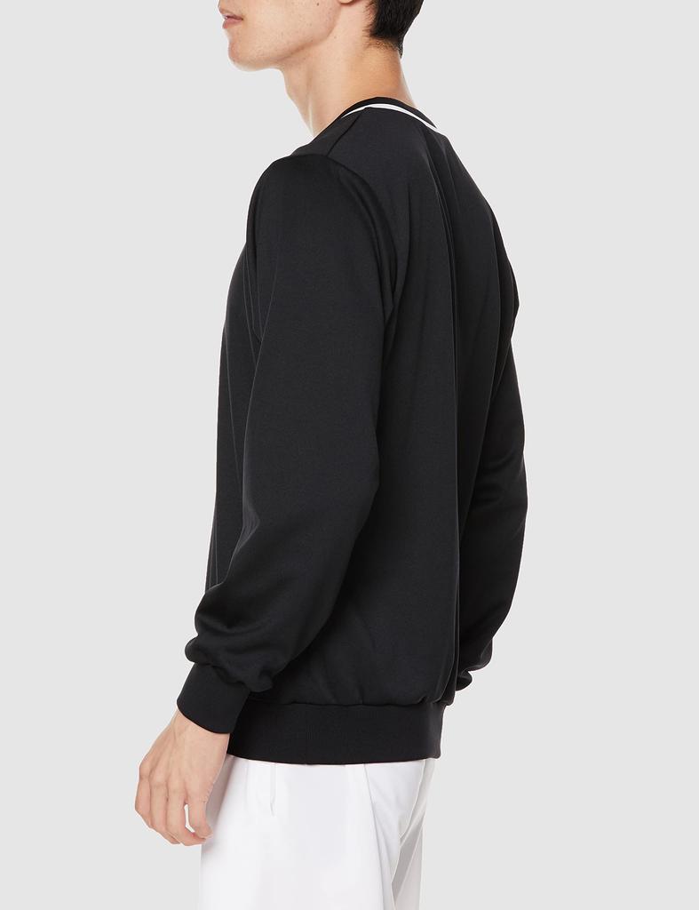 Yonex Tennis and Badminton 32032 Stainless Black Men's V-Neck Sweatshirt, Wear, 007(BK), Steel,