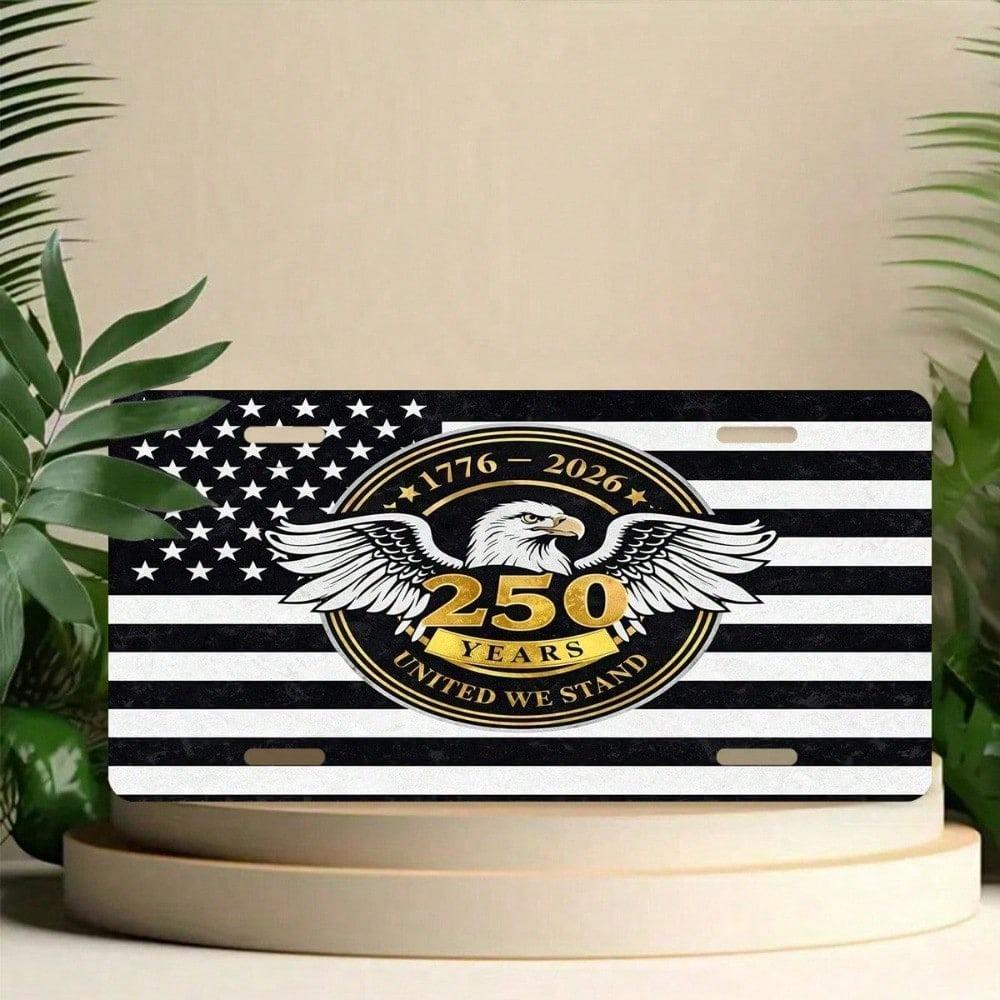 1776-2026 Patriotic License Plate, USA 250th Anniversary Commemorative Aluminum Auto Tag, 5.9x11.8in, Rustproof Front Mount, Gift for History Lovers