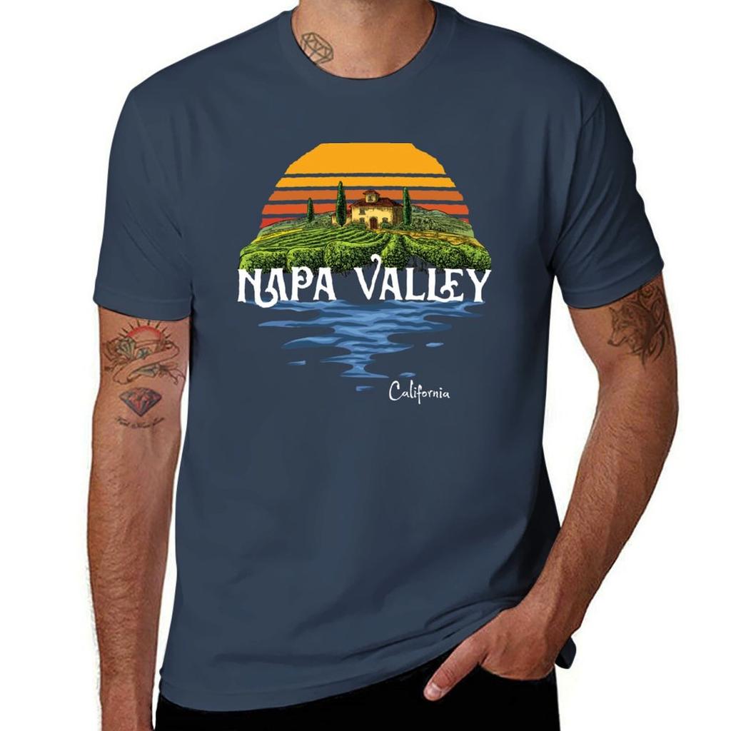 Vintage Napa Valley Winery California Souvenir Tshirt Art Pattern Printed Casual Top Tshirt