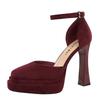 Korean Version Air-Quality Shallow Mouth Round Toe Suede Super High Heels Thick Heels Waterproof Platform One-Strip Sandals