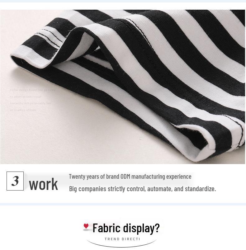 Modal Cotton Women's Striped Short-Sleeve Summer T-shirt 2025 Mom's Casual Elastic Blouse