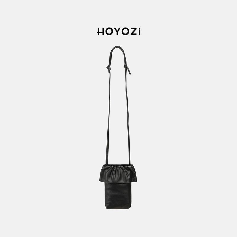 

[Xiaoyoujia Bag] Hoyozi First Layer Cowhide Phone Crossbody Small Bag Female 2025 New Arrival Summer Black [new]]
