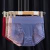 Big Size Lady Summer Sexy Lace Hollow Out No Mark Breathable High Waist Triangle Briefs