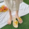 Fashion Outside Shoes for Women Flowers Sandals On Beach Flat Woman Slippers Stylish 39 2025 Luxury Low Price Summer Slides Promotion