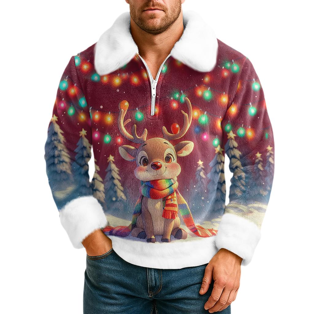 Men's Leisure Half Zipper Flip Collar Hoodie