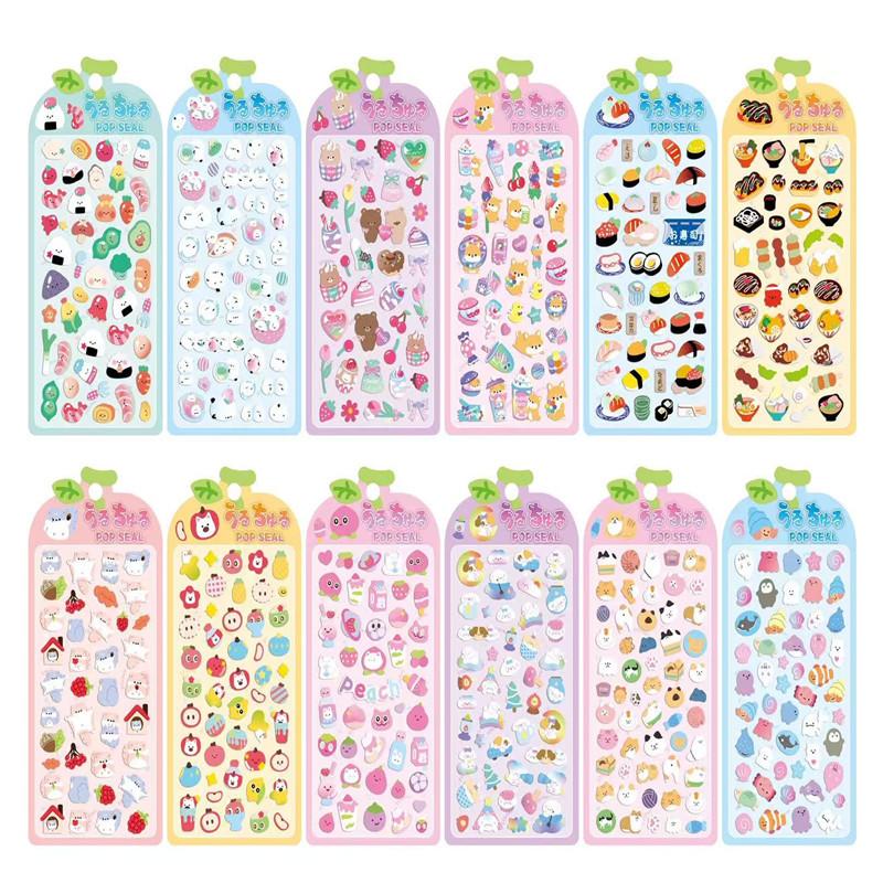 New 3D Relief Stickers Cartoon Animals Food Creative Cute Aesthetic Stickers DIY Phone Case Journal Fun Fashion Decoration Stick