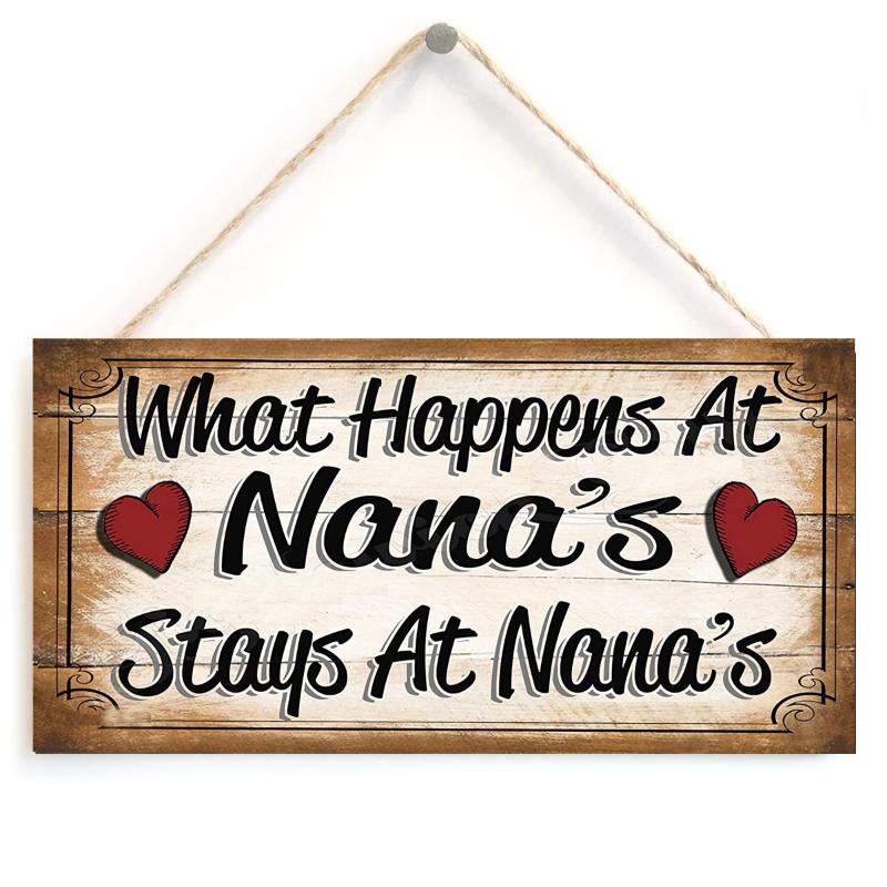 

D Flat Nana s Secrets Stay Nana s - Humorous Wooden Wall Plaque with Easy-Hang Rope, Perfect for Home Decor, Restaurant Shop Wall Decor, Farmho 20*10cm