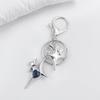 Guitar Pendant Keychain with Shimmering Stones Metal Keyring Sweet Cool Girls Key Chain Lightweight Jewelry for Bag