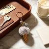 Decorative Key Chain Plush Ice Cream Keychain for Backpacks, Fluffy Cone Bag Charm Charm, Pendant with Metal Ring Purse Hanging Ornament
